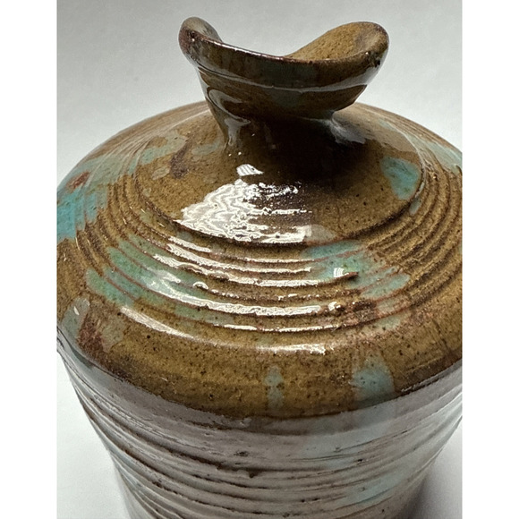 MCM Bailey Studio Art Pottery Glazed Vase Weed Pot Brown Green As Is - Picture 6 of 15